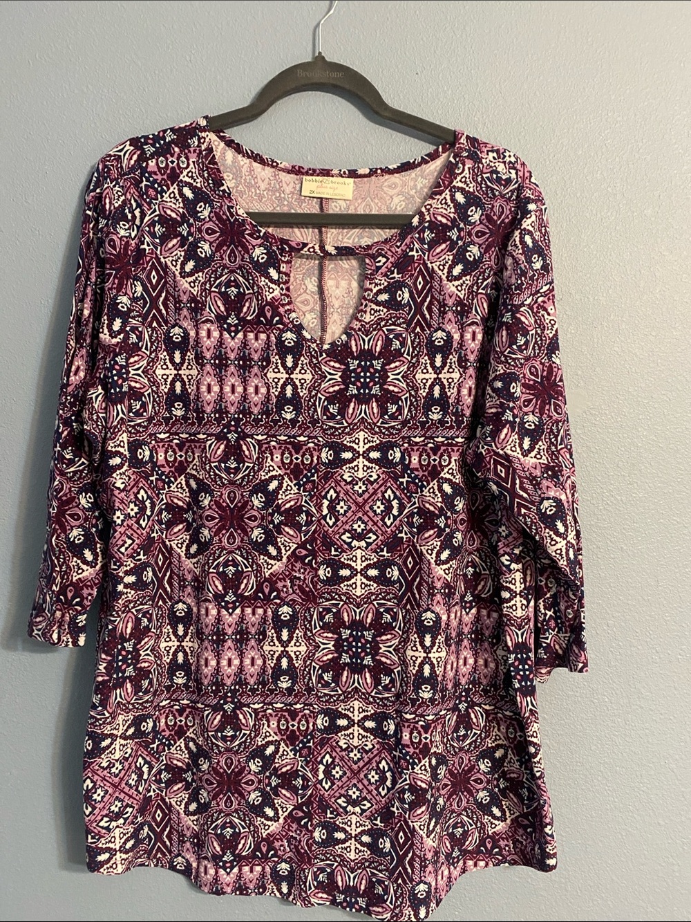 Bobbie Brooks Purple and Pink Patterned Keyhole Tunic